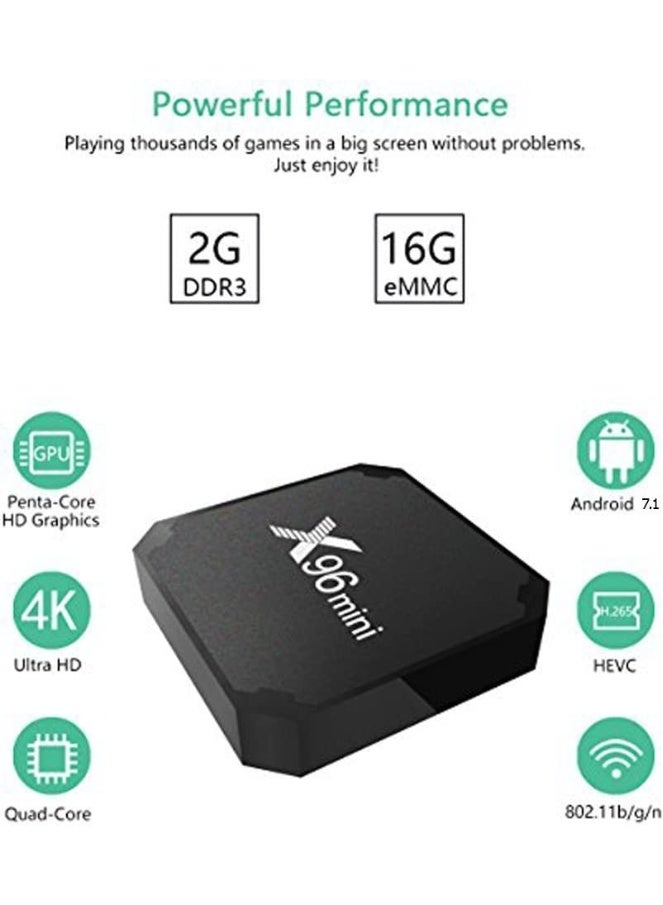 X96 MINI 7.1 ROM 16GB, RAM 2GB S905W Quad Core 64 Bit DDR3 2.4G WiFi 4K HD Android TV Box - Black - Image 2
